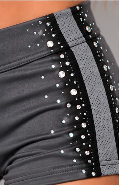 Detail of the waistband and rhinestone side stripe