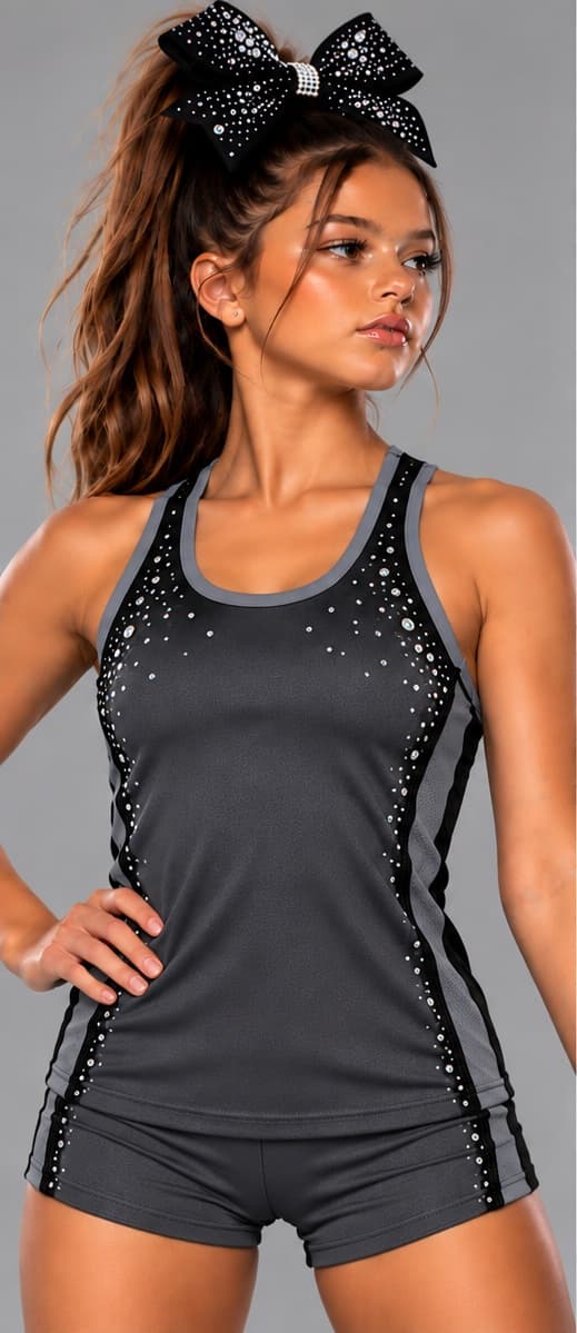 The Everyday Practice Tank in charcoal black, front view